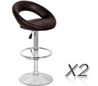 2 x PU Leather Scoop Style Bar Stool Kitchen Furniture Chairs - Deep Brown - FX-093_BRx2