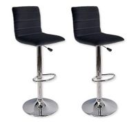 2 x Leather Bar Stool Kitchen Furniture Chairs - Black - FX-1010B_BKx2