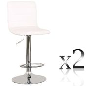2 x PU Leather Bar Stool Kitchen Furniture Chairs - White - FX-1010B_WHx2