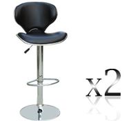 2 x PU Leather Bar Stool with Back Rest Kitchen Furniture Chairs - Black - FX-1029_BKx2