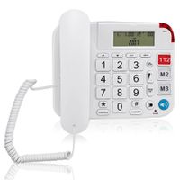 (White)Senior Telephone Landline Phone with Hearing Aid Function, Big Button for Elderly with Backlight Display/Mute/Pause/Redial, for Alzheimer