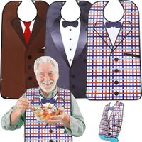 Bibs for Eating, Washable and Waterproof  Bibs for Elderly Men 34 X 17.5 Inch Clothing Protectors  for Men Seniors , Bow Tie