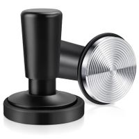 Espresso Coffee Tamper with Calibrated Spring-loaded 25lb/30lbs Replacement Springs Ripple Base Black Premium Barista Tool Anodized Aluminum (58mm)