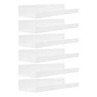 White Acrylic Shelves for Storage,15" Floating Shelves Wall Mounted for Kids Bookshelf/Display Ledge Shelves for Bedroom,Living Room,Bathroom,Kitchen,Set of 6
