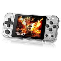 Q90 Handheld Game Console 3 Inch Retro Portable Video Game Consoles Built-in Classic Games Rechargeable, Transparent White