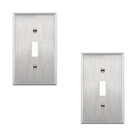 (2 Pack)Toggle Light Switch Stainless Steel Wall Plate, Metal Plate Corrosive Resistant Cover for Rotary Dimmers Lights, Standard Size, Silver