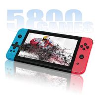 7inch Handheld Game Console Classic Video Games Pad  System 5800+ Games Built-in Rechargeable Battery Gaming Consoles 64GB Blue Red