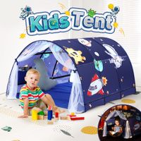 Playhouse Tent Portable Stars Bed Kids Play Game House Cottage DIY Sleeping Canopy Indoor Outdoor Blue