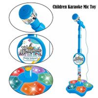 Kids Microphone with Stand Karaoke Song Music Instrument Toys Brain-Training Educational Toy Birthday Gift Color Blue