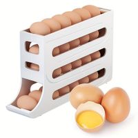 Refrigerator Egg Storage Box, Automatic Egg Rolling Rack, Large Capacity Refrigerator Special Egg Holder Storage Box Color White