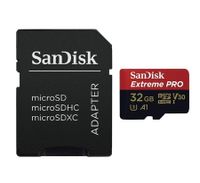 32GB Extreme PRO microSDHC Memory Card Plus SD Adapter up to 100 MB/s, Class 10, U3, V30, A1 - 32GB SDSQXCG-032G