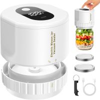Electric Vacuum Sealer Kit for Mason Jars with Can Opener and Regular and Wide Mouth Mason Jar Lids, Type-C Charging and LED Display for Vacuum Storage,White