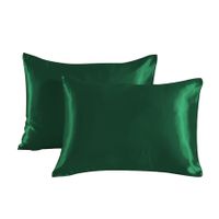 Satin Pillowcase Set of 2 Silk Pillow Cases for Hair and Skin Satin Pillow Covers 2 Pack with Envelope Closure (51*76cm Green)