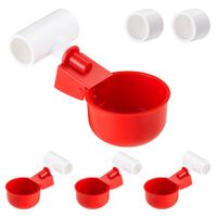 6p Chicken Water Cups with PVC Tee Fittings, Automatic Water Feeder Durable Poultry Waterer for Duck, Quail, Goose, Turkey