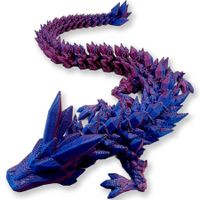 12" 3D Printed Crystal Dragon,Articulated Dragon,Dragon Fidget Toy,Home Office Decor Executive Desk Toy (Laser Purple)