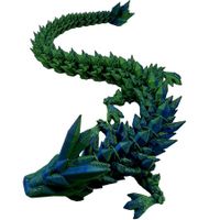 12" 3D Printed Crystal Dragon,Articulated Dragon,Dragon Fidget Toy,Home Office Decor Executive Desk Toy (Laser Green)