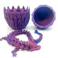 Dragon Egg,Red Mix Gold,Surprise Egg Toy with Flexible Dragon,3D Printed Gift,Articulated Dragon Egg Fidget Toy (Purple,12" Dragon )