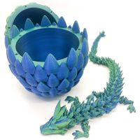 Dragon Egg,Red Mix Gold,Surprise Egg Toy with Flexible Dragon,3D Printed Gift,Articulated Dragon Egg Fidget Toy (Green and Blue,12" Dragon )