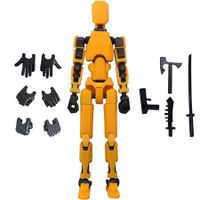 3D Printed Action Figure,Multi-Jointed Movable Robot,Simple Installation DIY Robot Desktop Decoration (Yellow)