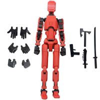 3D Printed Action Figure,Multi-Jointed Movable Robot,Simple Installation DIY Robot Desktop Decoration (Red)