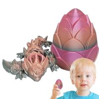 3D Printed Dragon in Egg,Full Articulated Rose Dragon Crystal Dragon with Dragon Egg,Flexible Joints Home Decor Executive Desk Toys,Office Decor (Candy Pink)