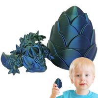 3D Printed Dragon in Egg,Full Articulated Rose Dragon Crystal Dragon with Dragon Egg,Flexible Joints Home Decor Executive Desk Toys,Office Decor (Blue And Green)
