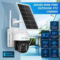Solar Security Camerax2 Wireless Outdoor CCTV WiFi Home Surveillance System 4MP PTZ Remote 2 Way Audio Color Night Vision