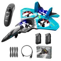 Jet Fighter Stunt RC Plane 2.4GHz Remote Control Airplane with 2 Batteries, 360° Drop-Resistant Stunt Spin Remote & Light RC Airplane Gifts for Kids Boys