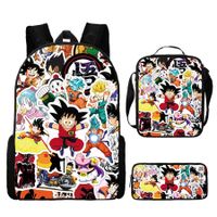 3pcs Dragon Ball Cartoon Backpack Set Travel Backpack 43cm Multi-Function Daypack Large Capacity Shoulder Bag for Daily Life Christmas Birthday Gifts