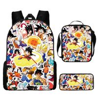 3pcs Dragon Ball Cartoon Backpack Set Travel Backpack 43cm Multi-Function Daypack Large Capacity Shoulder Bag for Daily Life Christmas Birthday Gifts