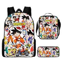 3pcs Dragon Ball Cartoon Backpack Set Travel Backpack 43cm Multi-Function Daypack Large Capacity Shoulder Bag for Daily Life Christmas Birthday Gifts