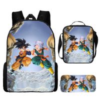 3pcs Dragon Ball Cartoon Backpack Set Travel Backpack 43cm Multi-Function Daypack Large Capacity Shoulder Bag for Daily Life Christmas Birthday Gifts