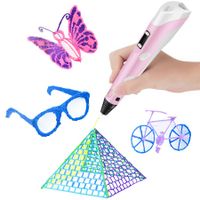 (Pink)3D Printing Pen with Display - Includes 3D Pen, 3 Starter Colors of PLA Filament