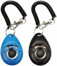 2 Pack(Black + Blue),Pet Training Clicker for Dog, Clickers with Wrist Strap for Cat Bird Puppy