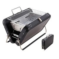 BBQ Charcoal Grill Stainless Steel Barbecue Foldable Black Portable Grill Foldable Accessories for Home Park Use Mini for Party