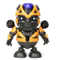 (Bumblebee)Dancing Robot Toys, Action Figures Will Walking Dancing Electronic Toy with LED Lights and Jump Mechanical Dance