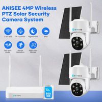 2x Wifi Security Cameras Solar Wireless CCTV Home PTZ Outdoor System 4MP 16CH NVR