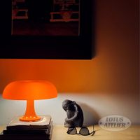 USB Cable Orange Mushroom Lamp, Retro Nesso Table Lamp, Dimmable Orange Lamp, Mid Century 70s Funky Lamp for Desk (Orange)