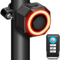 Smart Bike Tail Light, Rechargeable Antitheft Bike Alarm with Remote Waterproof, Bicycle Alarm Rear Bike Light