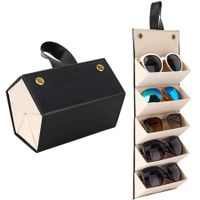 Multi-Purpose Sunglasses Storage Box 5 Slots Portable Glasses Case Foldable Storage Box Various Glasses Packaging Boxes Color Black