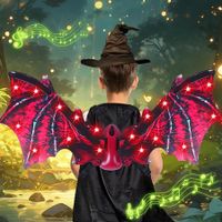 Electric Dragon Wings with LED Lights - Moving Dragon Wings with Music for Boys Man to Cosplay Dress Up Color Red