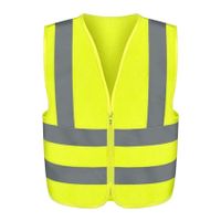 High Visibility Safety Vest with Reflective Strips, Size X-Large, Neon Yellow Color, Zipper Front, For Emergency, Construction and Safety Use
