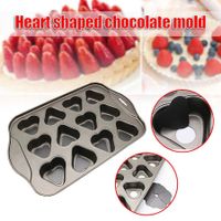 Love Shape Nonstick Mini Cheesecake Pan,12 Cup Removable Metal Round Cake Cupcake Muffin Oven Form Mold For Baking Bakeware Dessert Tool