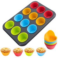 Nonstick Mini Cheesecake Pan with 12 Cup,12 Cup Removable Metal Round Cake& Cupcake Muffin Oven Form Mold For Baking Bakeware Dessert Tool