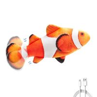 Cat Toys Flopping Fish with SilverVine and Catnip,Moving Cat Kicker,Floppy Wiggle Fish for Small Dogs,Interactive Motion Kitten Exercise Toys,Mice Animal Toys 10.5" (Clownfish)