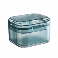 Retainer clean Case, Orthodontic Denture Bath Box with Strainer Basket, Denture Holder Storage Soak Container for Traveling (Blue)