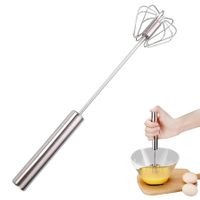 Stainless Steel Semi-Automatic Whisk,Stainless Steel Egg Whisk Hand Push Rotary Whisk Blender,Hand Push Mixer Stirrer Tool for Cooking Kitchen Home Egg Milk (12in)