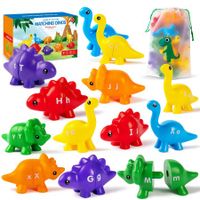 Dino ABC Matching Letters Learning  13 PCS Double-Sided Fine Motor Toy,Alphabet Match Game for Kids, Preschool Educational Montessori Toys Gifts