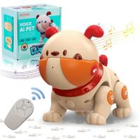 Robot Dog Pets Toy Remote Control Robot Dog Toy with Touch Interaction, Recordable, Soothing Music Mode, LED Light(Orange)