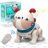 Robot Dog Pets Toy Remote Control Robot Dog Toy with Touch Interaction, Recordable, Soothing Music Mode, LED Light(Blue)